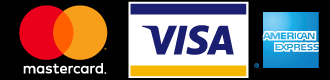 Logos of MasterCard, Visa, and American Express